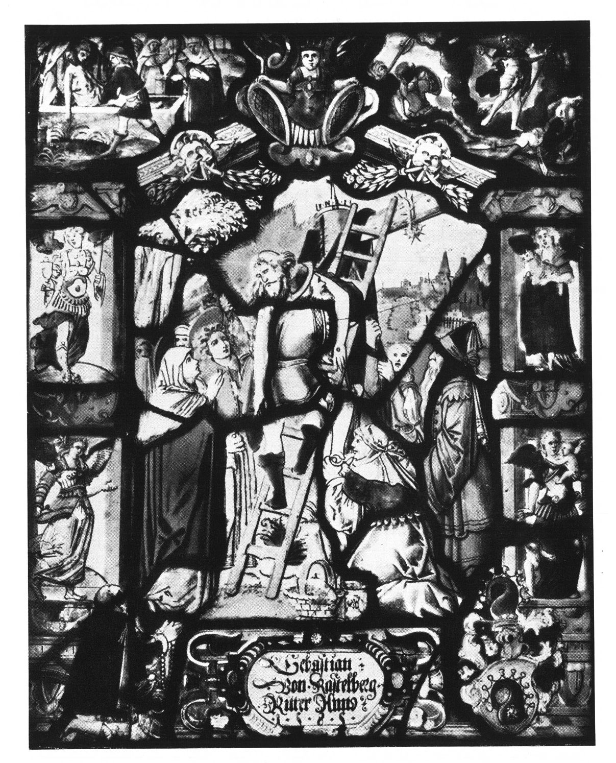 Abb. 13: Kabinettscheibe des Ritters Sebastian von Castelberg, 1585 (KDGR V, S. 77).